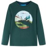 Maglietta da Bambino Maniche Lunghe Montagne e Alberi Verde Scuro 140