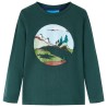 Maglietta da Bambino Maniche Lunghe Montagne e Alberi Verde Scuro 116