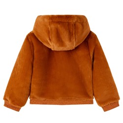 Giacca con Cappuccio per Bambini in Pelliccia Sintetica Cognac 140