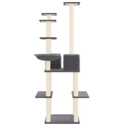 vidaXL Albero per Gatti con Tiragraffi in Sisal Grigio Scuro 167 cm