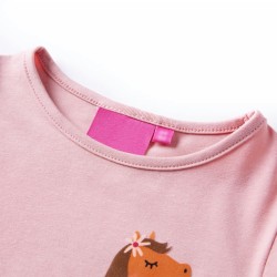 Maglietta per Bambini a Maniche Lunghe Stampa Pony Rosa Chiaro 116