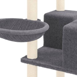 vidaXL Albero per Gatti con Tiragraffi in Sisal Grigio Scuro 167 cm