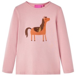 Maglietta per Bambini a Maniche Lunghe Stampa Pony Rosa Chiaro 140