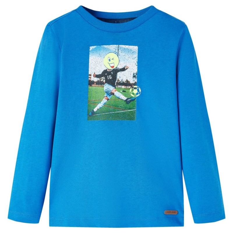 Maglietta da Bambino Maniche Lunghe Giocatore Calcio Blu Cobalto 128