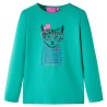 Maglietta Bambina Maniche Lunghe con Stampa Gatto Verde Brillante 128