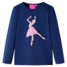 Maglietta da Bambina Maniche Lunghe Stampa Ballerina Blu Marino 140