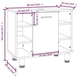 vidaXL Armadietto Bagno Rovere Fumo 60x32x53,5 cm in Legno ingegnerizzato