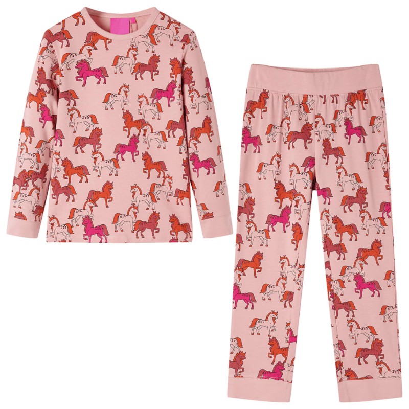 Pigiama per Bambini a Maniche Lunghe Stampa Cavallo Rosa Chiaro 128