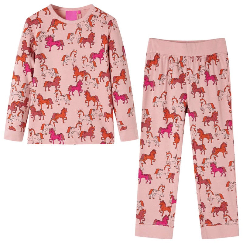 Pigiama per Bambini a Maniche Lunghe Stampa Cavallo Rosa Chiaro 104