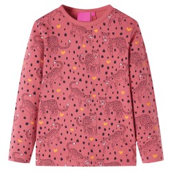 Pigiama da Bambina a Maniche Lunghe Stampa Leopardata Rosa Antico 128