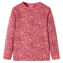 Pigiama da Bambina a Maniche Lunghe Stampa Leopardata Rosa Antico 104