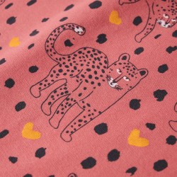 Pigiama da Bambina a Maniche Lunghe Stampa Leopardata Rosa Antico 104