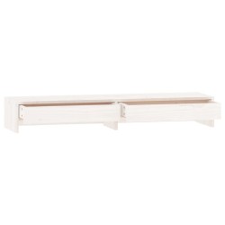 Supporto per Monitor Bianco 100x27x15 cm Legno Massello di Pino