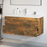 Mobile Bagno con Lavabo Integrato Rovere Fumo Legno ingegnerizzato