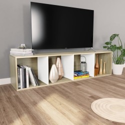 Libreria/Mobile TV Bianco Rovere Sonoma 36x30x143cm Multistrato