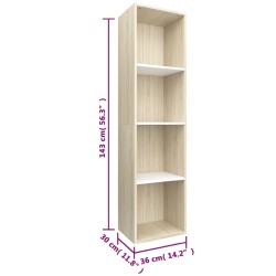 Libreria/Mobile TV Bianco Rovere Sonoma 36x30x143cm Multistrato