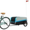 Rimorchio da Bici Nero e Blu 45 kg in Ferro