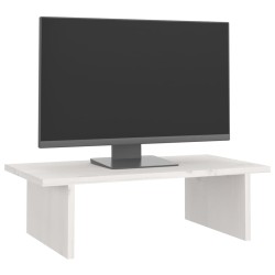 Supporto per Monitor Bianco 50x27x15 cm Legno Massello di Pino