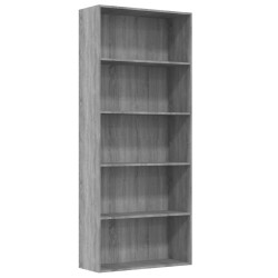    Libreria 5 Ripiani Grigio Sonoma 80x30x189 cm Legno ingegnerizzato