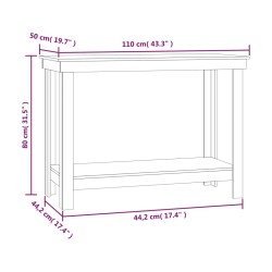    Banco da Lavoro Grigio 110x50x80 cm in Legno Massello di Pino