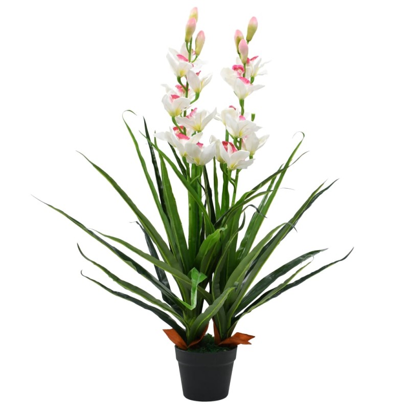 Orchidea Cymbidium Artificiale con Vaso 100 cm Verde