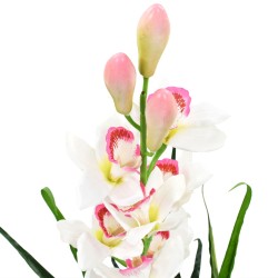 Orchidea Cymbidium Artificiale con Vaso 100 cm Verde