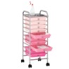 Carrello Portaoggetti con 10 Cassetti Rosa Sfumato in Plastica