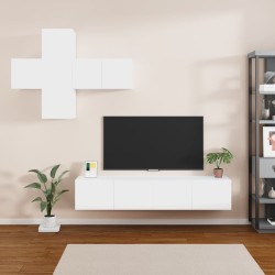 Set di Mobili Porta TV 7 pz Bianco in Legno ingegnerizzato