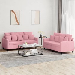 Set di Divani 2 pz con Cuscini rosa in Velluto