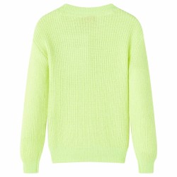 Maglione da Bambina Lavorato a Mano Giallo Neon 92