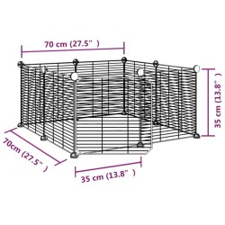    Gabbia per Animali 8 Pannelli con Porta Nero 35x35 cm Acciaio