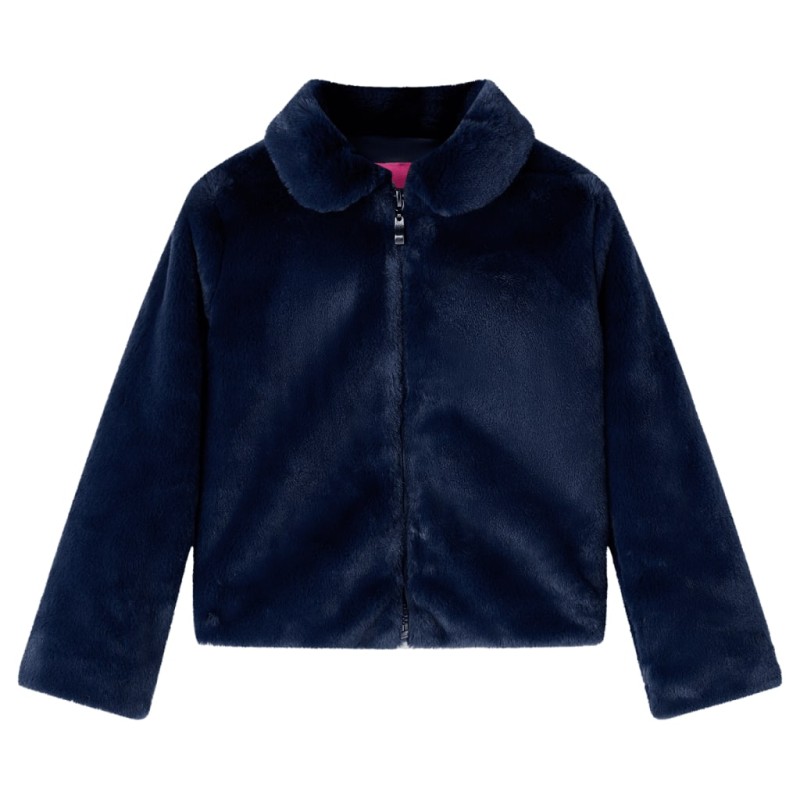 Cappotto per Bambini in Pelliccia Sintetica Blu Marino 128