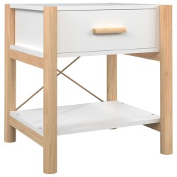    Tavolino da Letto Bianco 42x38x45 cm in Legno ingegnerizzato