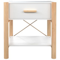    Tavolino da Letto Bianco 42x38x45 cm in Legno ingegnerizzato