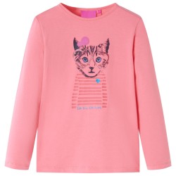 Maglietta da Bambina a Maniche Lunghe Gatto Rosa 116