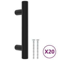 vidaXL Maniglie per Mobili 20pz Nere 64 mm in Acciaio Inox