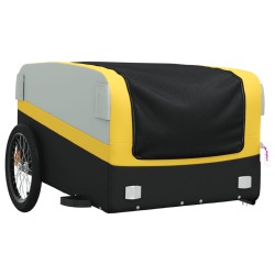 vidaXL Rimorchio da Bici Nero e Giallo 45 kg in Ferro