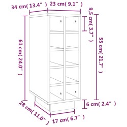    Portabottiglie Marrone 23x34x61 cm in Legno Massello di Pino