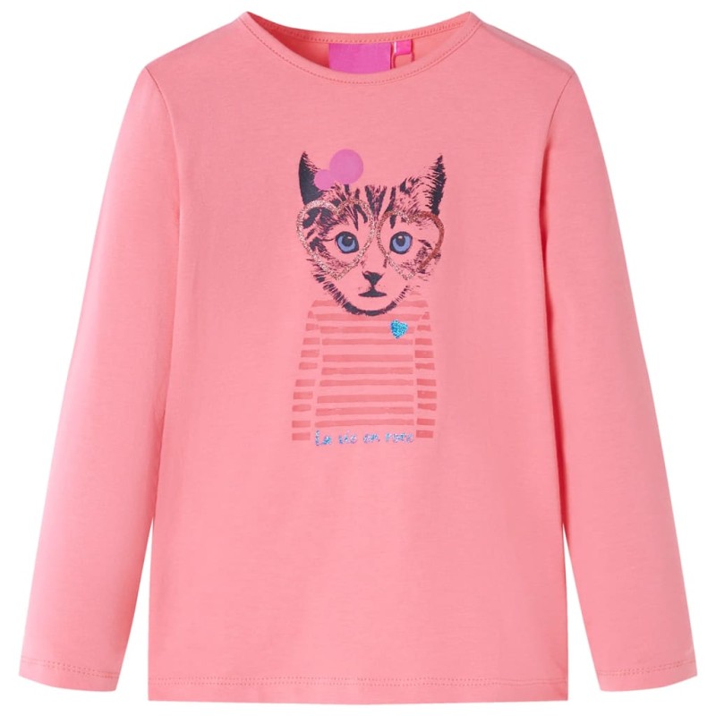 Maglietta da Bambina a Maniche Lunghe Gatto Rosa 140