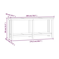    Banco da Lavoro Grigio 180x50x80 cm in Legno Massello di Pino