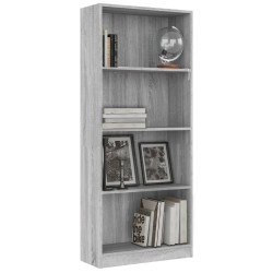    Libreria 4 Ripiani Grigio Sonoma 60x24x142 cm Legno ingegnerizzato