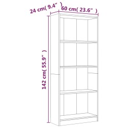    Libreria 4 Ripiani Grigio Sonoma 60x24x142 cm Legno ingegnerizzato