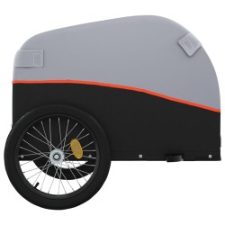 vidaXL Rimorchio da Bici Nero e Arancione 30 kg in Ferro