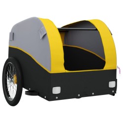 vidaXL Rimorchio da Bici Nero e Giallo 30 kg in Ferro