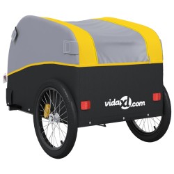 vidaXL Rimorchio da Bici Nero e Giallo 30 kg in Ferro