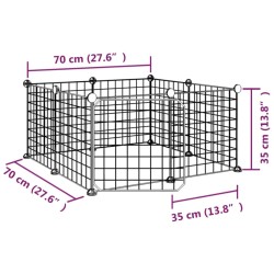    Gabbia per Animali 8 Pannelli con Porta Nero 35x35 cm Acciaio