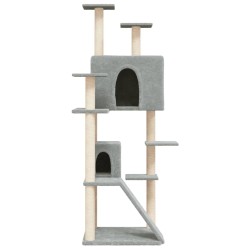    Albero per Gatti con Tiragraffi in Sisal Grigio Chiaro 153 cm