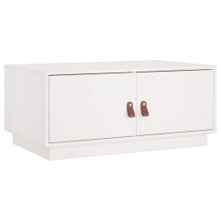    Tavolino da Salotto Bianco 80x50x35cm in Legno Massello di Pino