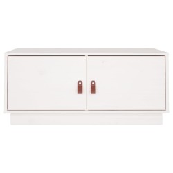    Tavolino da Salotto Bianco 80x50x35cm in Legno Massello di Pino