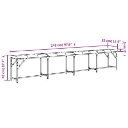 vidaXL Panca da Pranzo Grigio Chiaro 248x32x45 cm in Acciaio e Tessuto